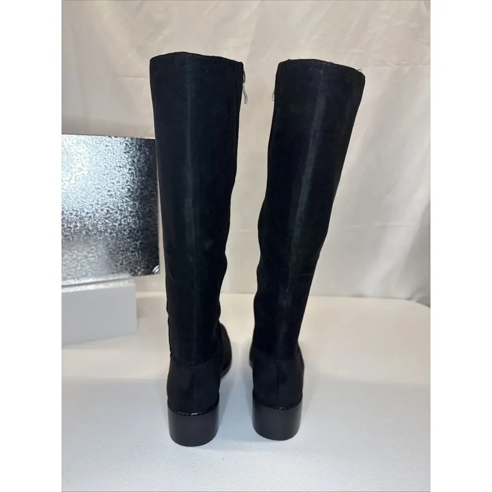 ZJA Women’s Knee High Square Toe Low Heel Boots Black Size 7